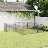 Hondenkennel 16 panelen gepoedercoat staal zwart - AllerleiShop