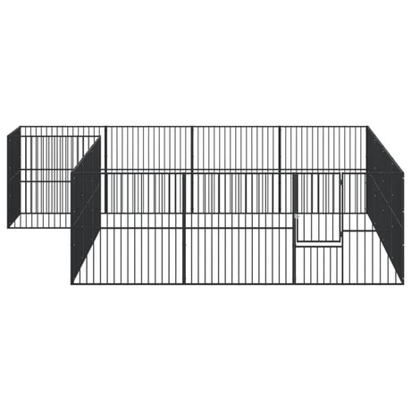 Hondenkennel 16 panelen gepoedercoat staal zwart - AllerleiShop