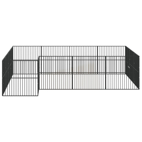 Hondenkennel 16 panelen gepoedercoat staal zwart - AllerleiShop