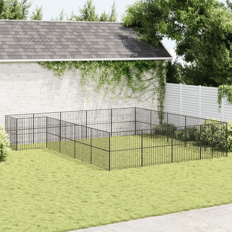 Hondenkennel 20 panelen gepoedercoat staal zwart - AllerleiShop