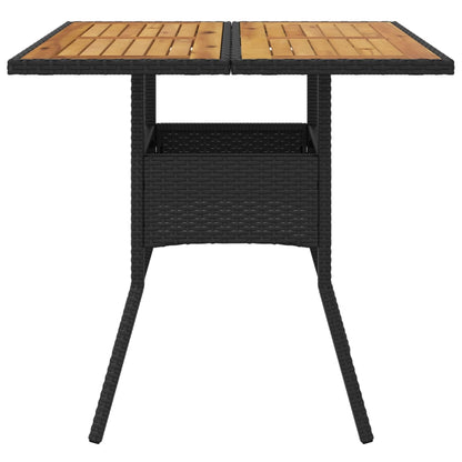 Tuintafel met acaciahouten blad 80x80x75 cm poly rattan zwart - AllerleiShop