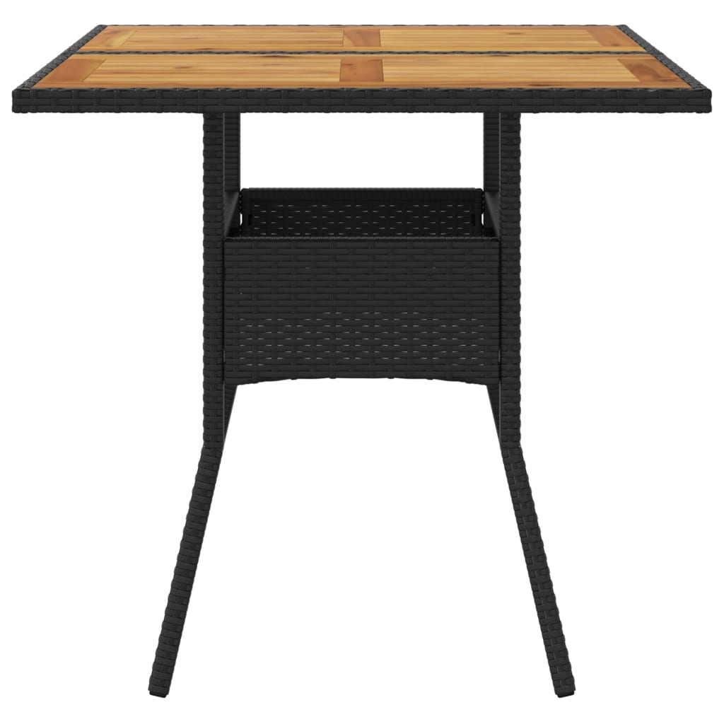 Tuintafel met acaciahouten blad 80x80x75 cm poly rattan zwart - AllerleiShop