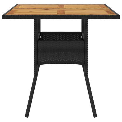 Tuintafel met acaciahouten blad 80x80x75 cm poly rattan zwart - AllerleiShop