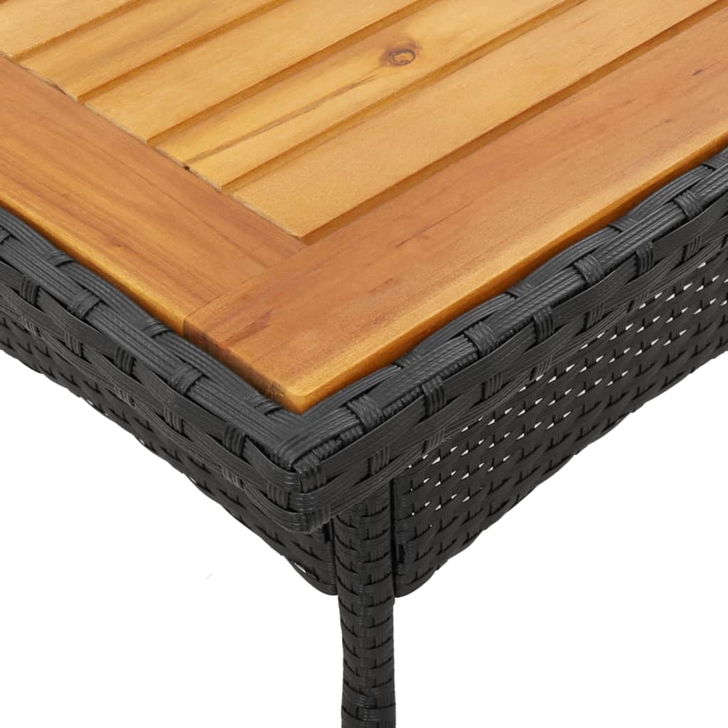 Tuintafel met acaciahouten blad 80x80x75 cm poly rattan zwart - AllerleiShop