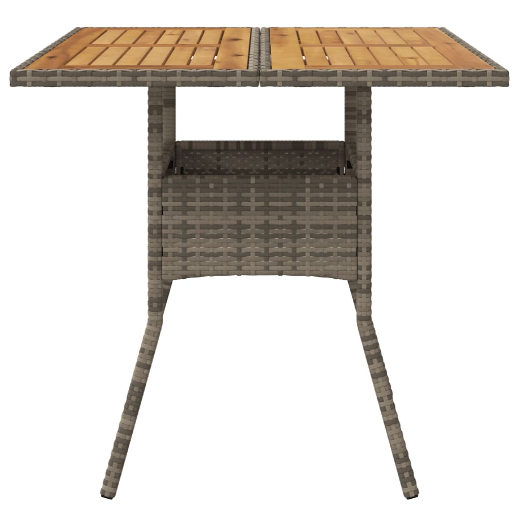 Tuintafel met acaciahouten blad 80x80x75 cm poly rattan grijs - AllerleiShop