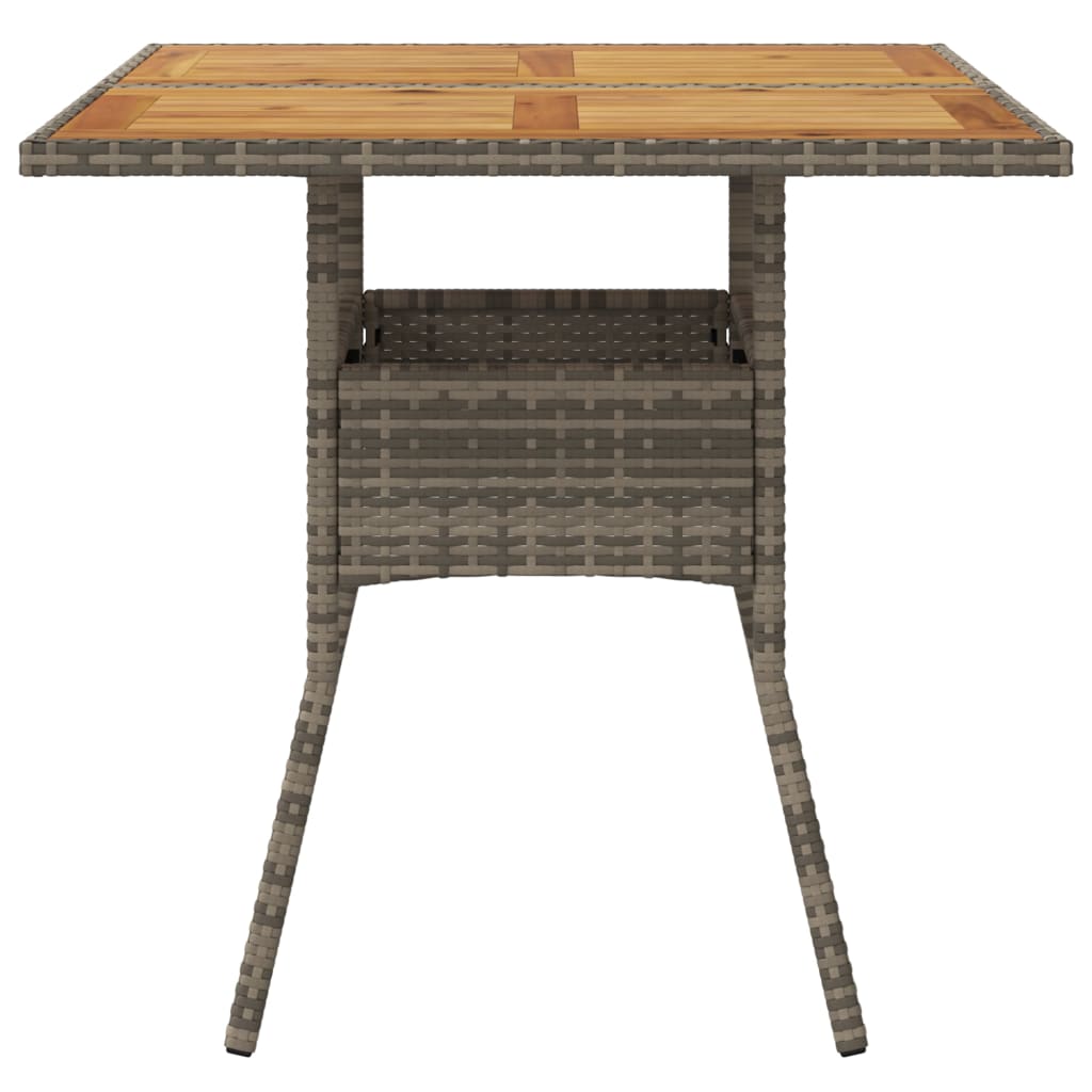 Tuintafel met acaciahouten blad 80x80x75 cm poly rattan grijs - AllerleiShop