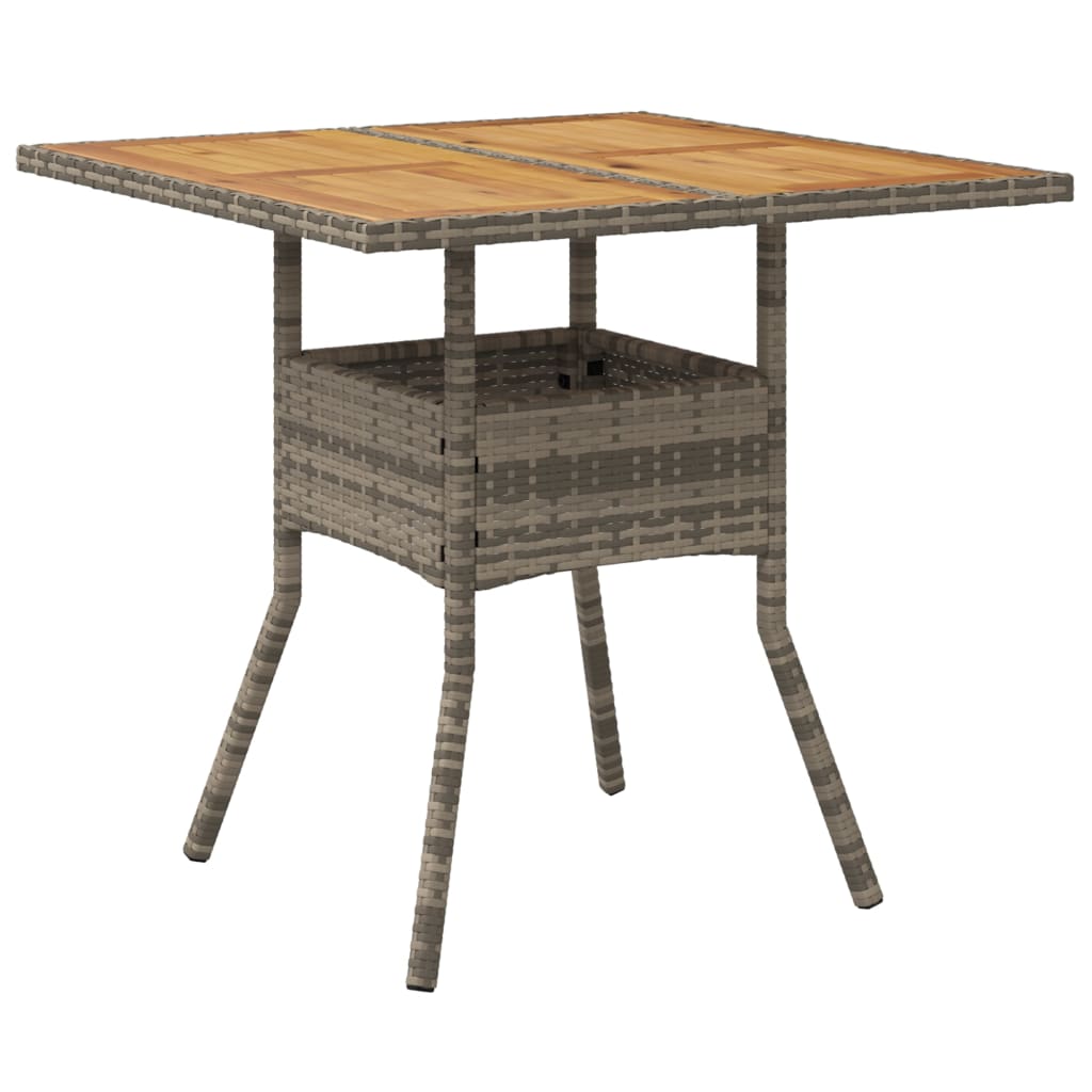 Tuintafel met acaciahouten blad 80x80x75 cm poly rattan grijs - AllerleiShop