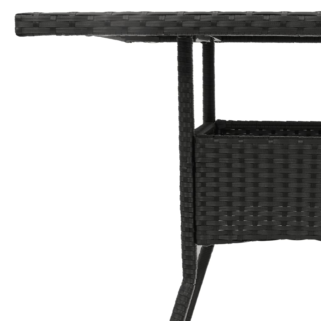 Tuintafel met glazen blad 80x80x75 cm poly rattan zwart - AllerleiShop