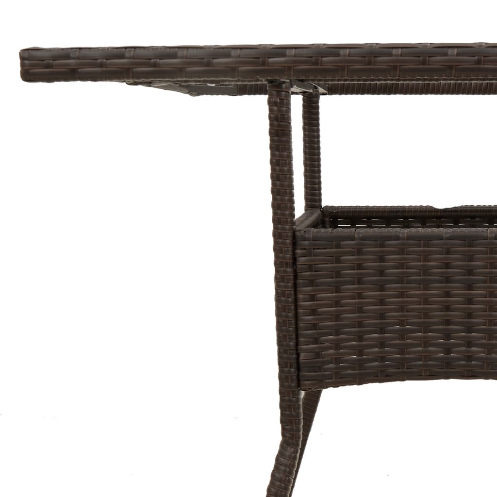 Tuintafel met glazen blad 80x80x75 cm poly rattan bruin - AllerleiShop