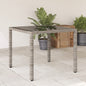 Tuintafel met glazen blad 90x90x75 cm poly rattan grijs - AllerleiShop