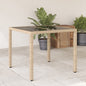 Tuintafel met glazen blad 90x90x75 cm poly rattan beige - AllerleiShop