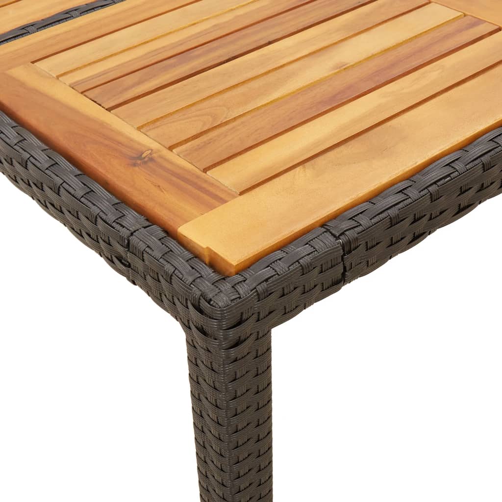 Tuintafel met acaciahouten blad 90x90x75 cm poly rattan zwart - AllerleiShop