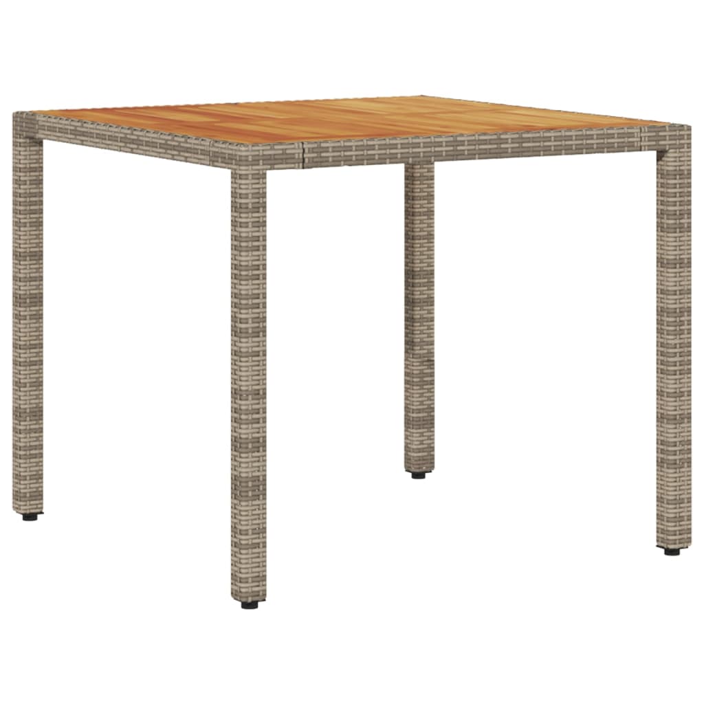 Tuintafel met acaciahouten blad 90x90x75 cm poly rattan grijs - AllerleiShop