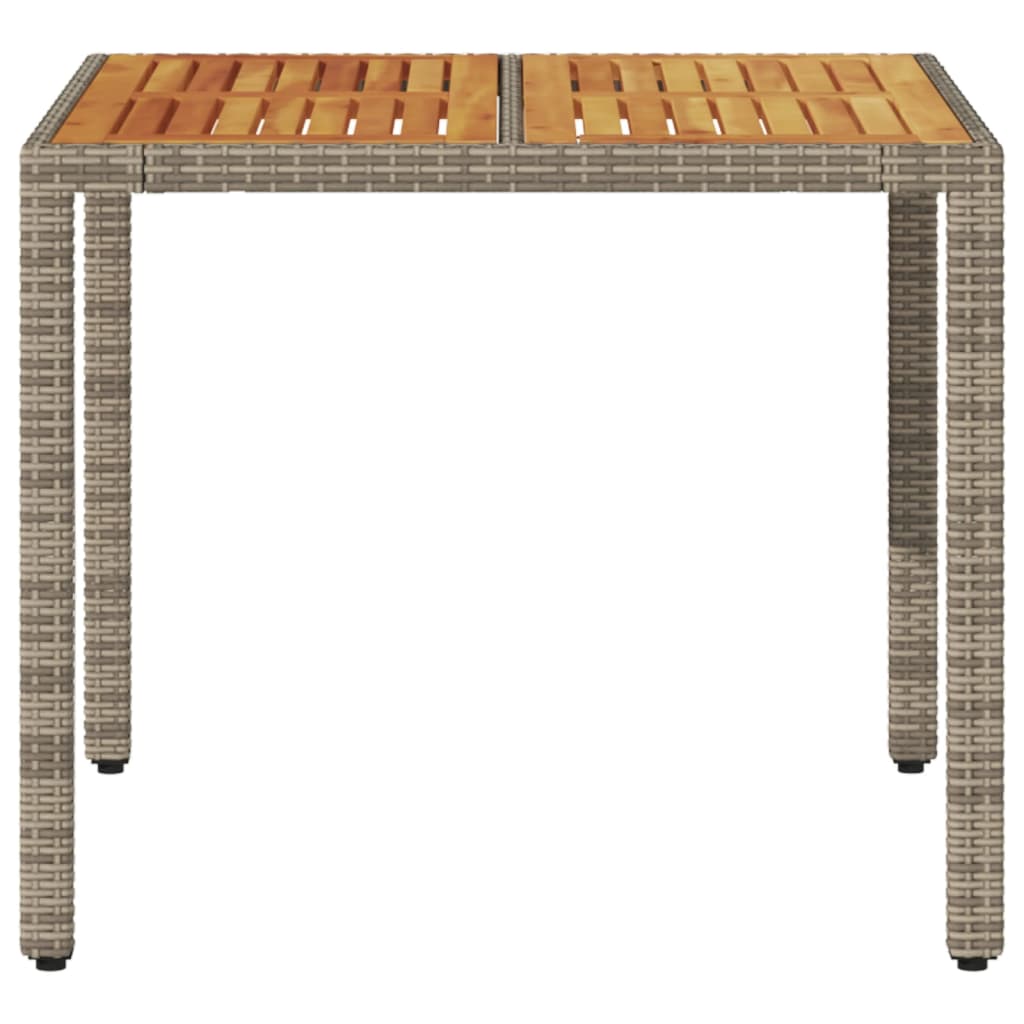 Tuintafel met acaciahouten blad 90x90x75 cm poly rattan grijs - AllerleiShop