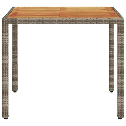 Tuintafel met acaciahouten blad 90x90x75 cm poly rattan grijs - AllerleiShop