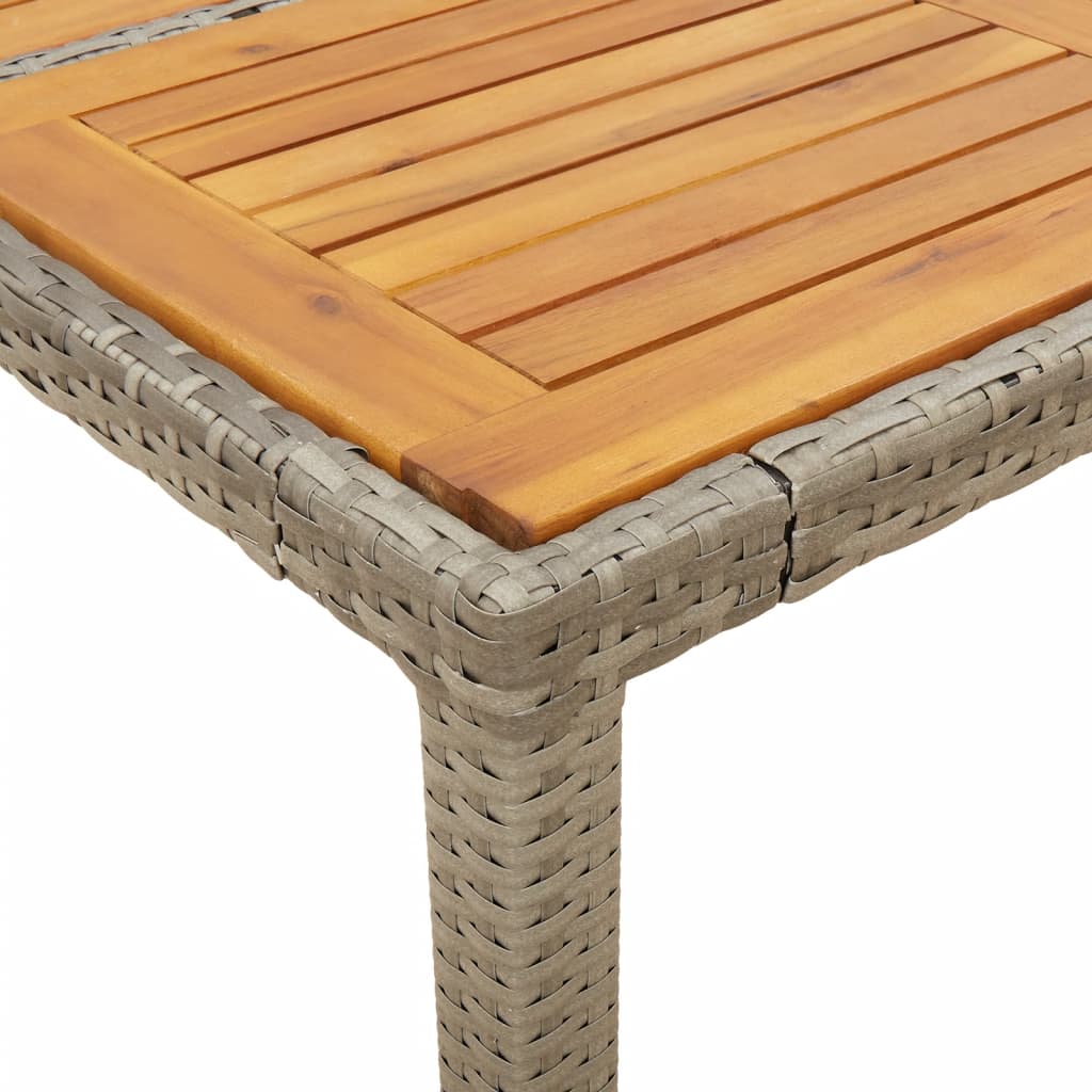 Tuintafel met acaciahouten blad 90x90x75 cm poly rattan grijs - AllerleiShop