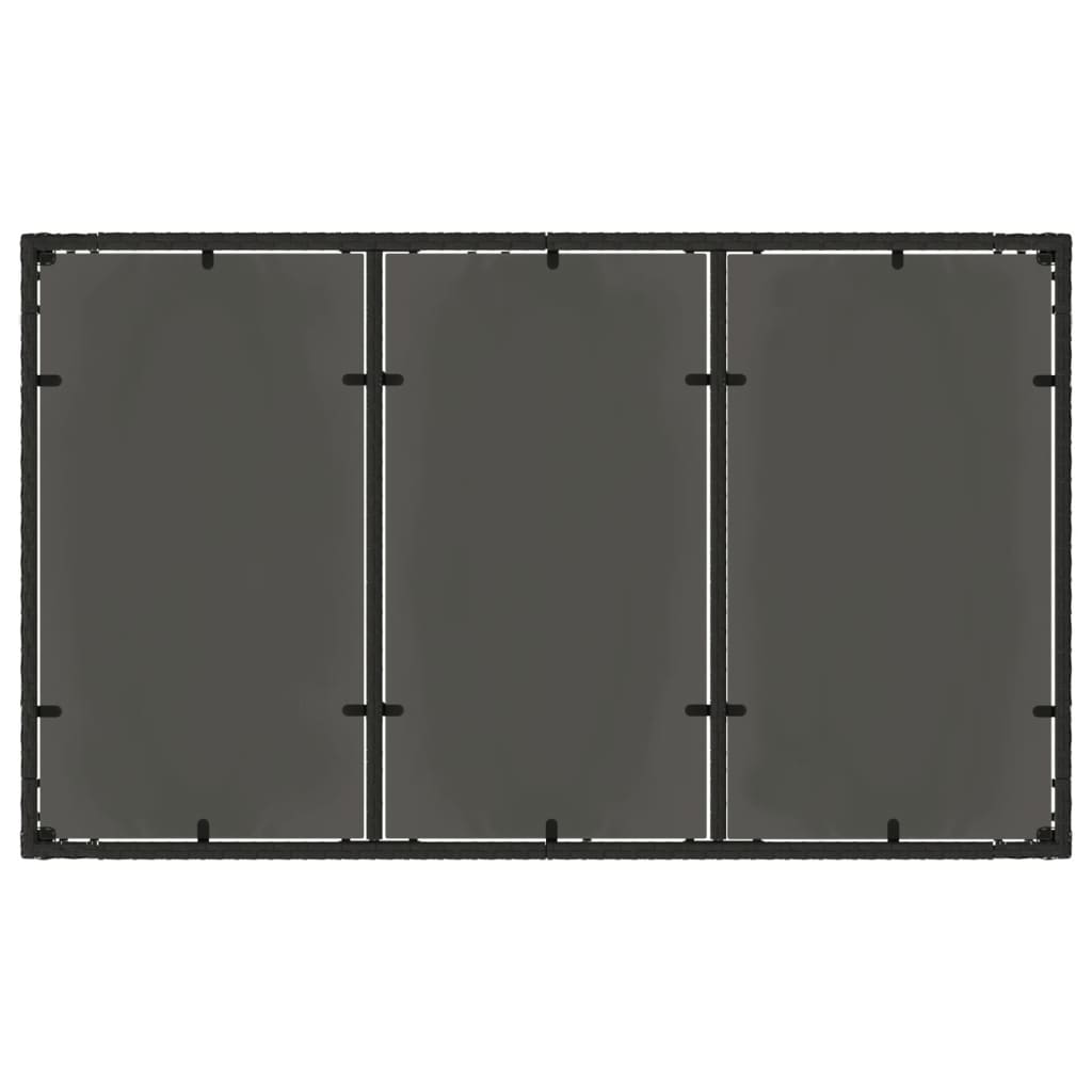 Tuintafel met glazen blad 150x90x75 cm poly rattan zwart - AllerleiShop