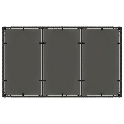 Tuintafel met glazen blad 150x90x75 cm poly rattan zwart - AllerleiShop