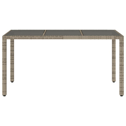 Tuintafel met glazen blad 150x90x75 cm poly rattan grijs - AllerleiShop