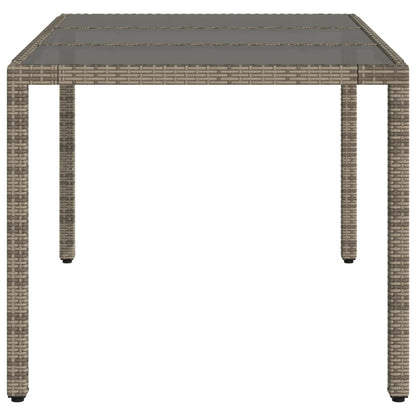 Tuintafel met glazen blad 150x90x75 cm poly rattan grijs - AllerleiShop