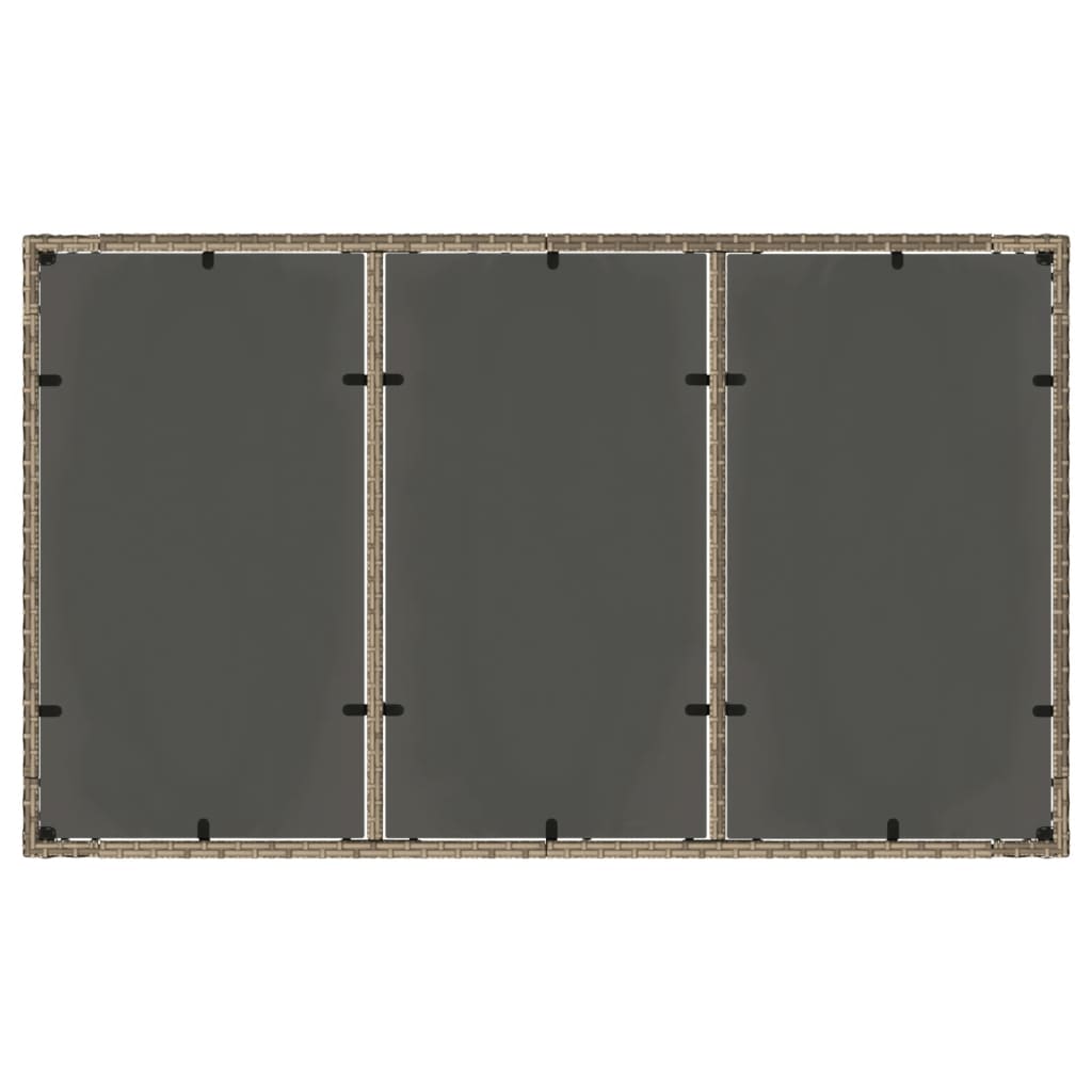 Tuintafel met glazen blad 150x90x75 cm poly rattan grijs - AllerleiShop