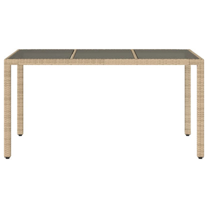 Tuintafel met glazen blad 150x90x75 cm poly rattan beige - AllerleiShop