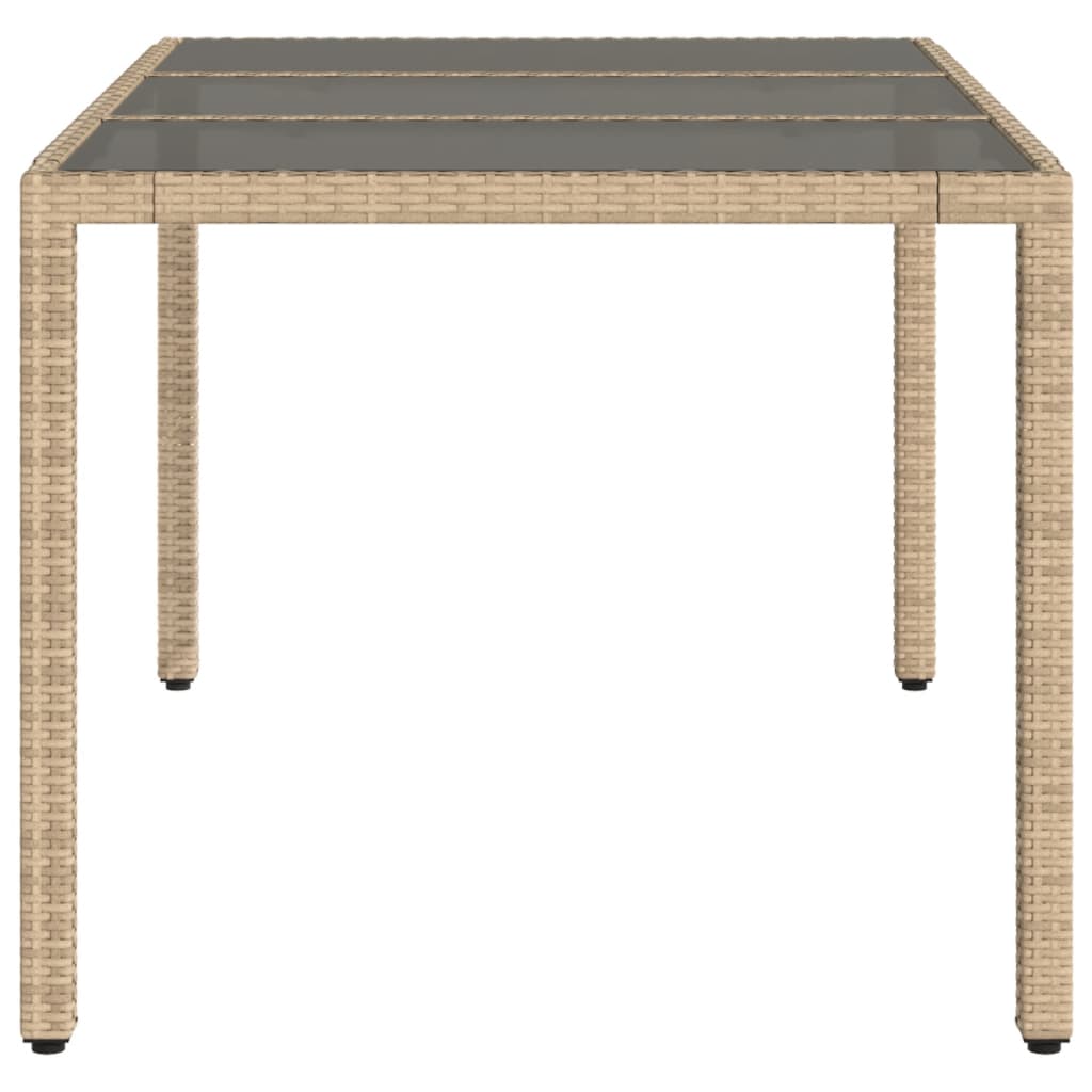 Tuintafel met glazen blad 150x90x75 cm poly rattan beige - AllerleiShop