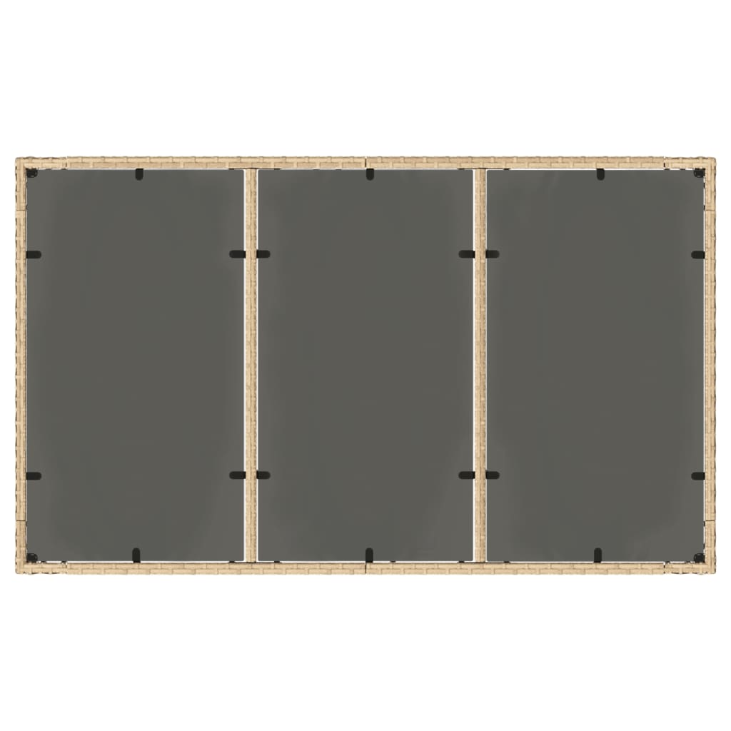 Tuintafel met glazen blad 150x90x75 cm poly rattan beige - AllerleiShop