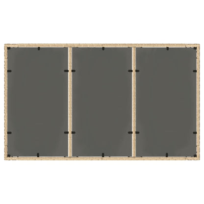 Tuintafel met glazen blad 150x90x75 cm poly rattan beige - AllerleiShop