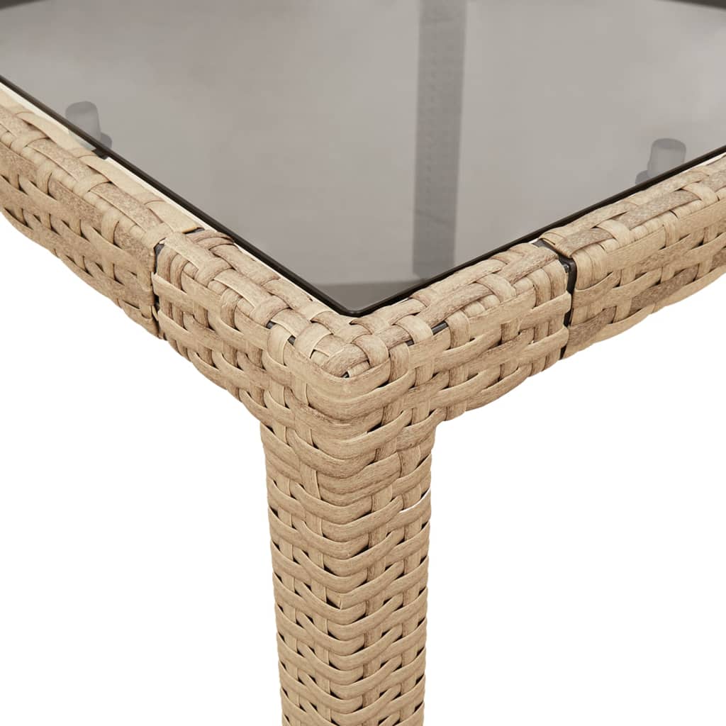 Tuintafel met glazen blad 150x90x75 cm poly rattan beige - AllerleiShop