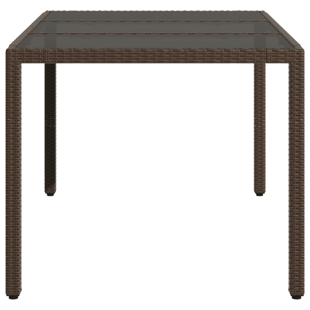 Tuintafel met glazen blad 150x90x75 cm poly rattan bruin - AllerleiShop