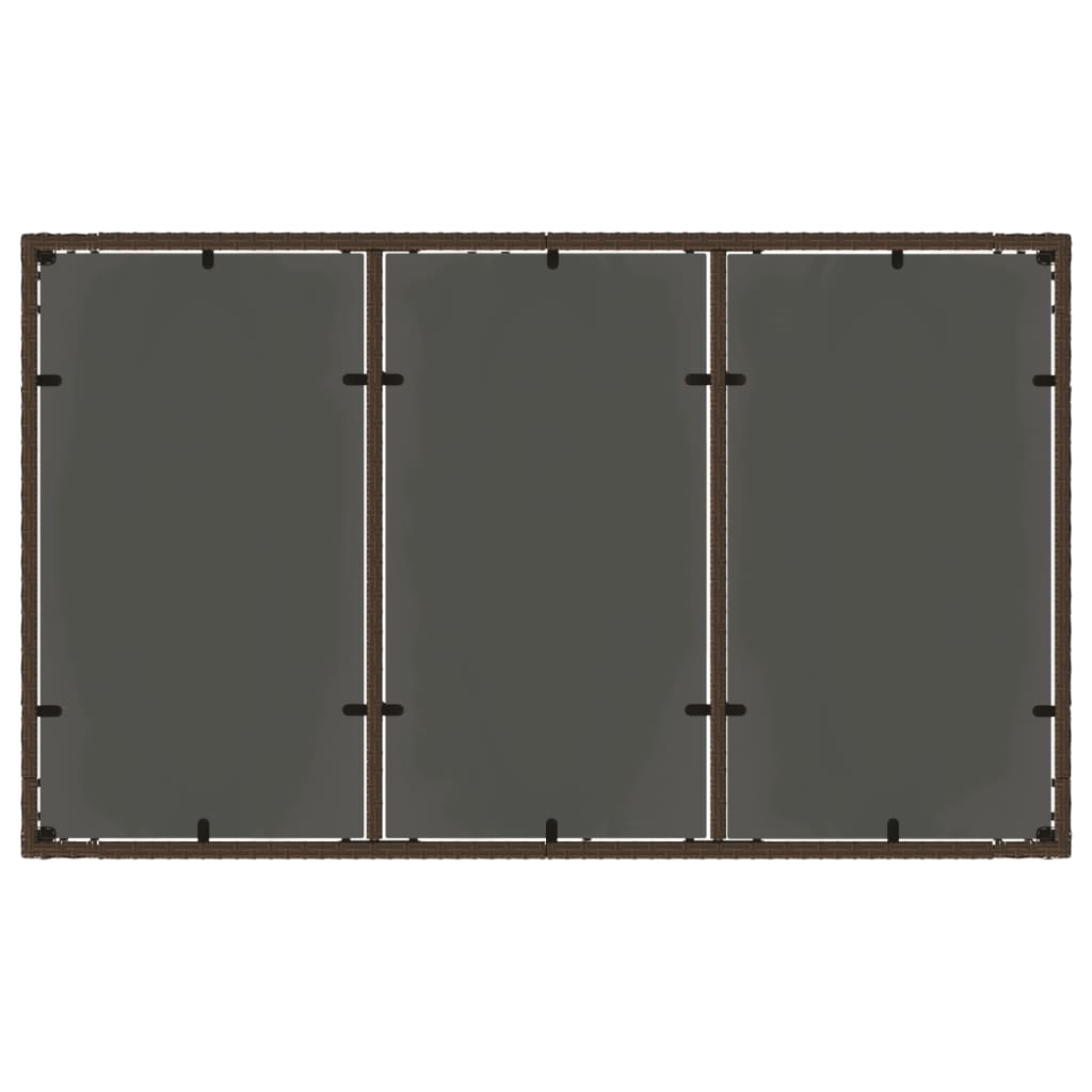 Tuintafel met glazen blad 150x90x75 cm poly rattan bruin - AllerleiShop