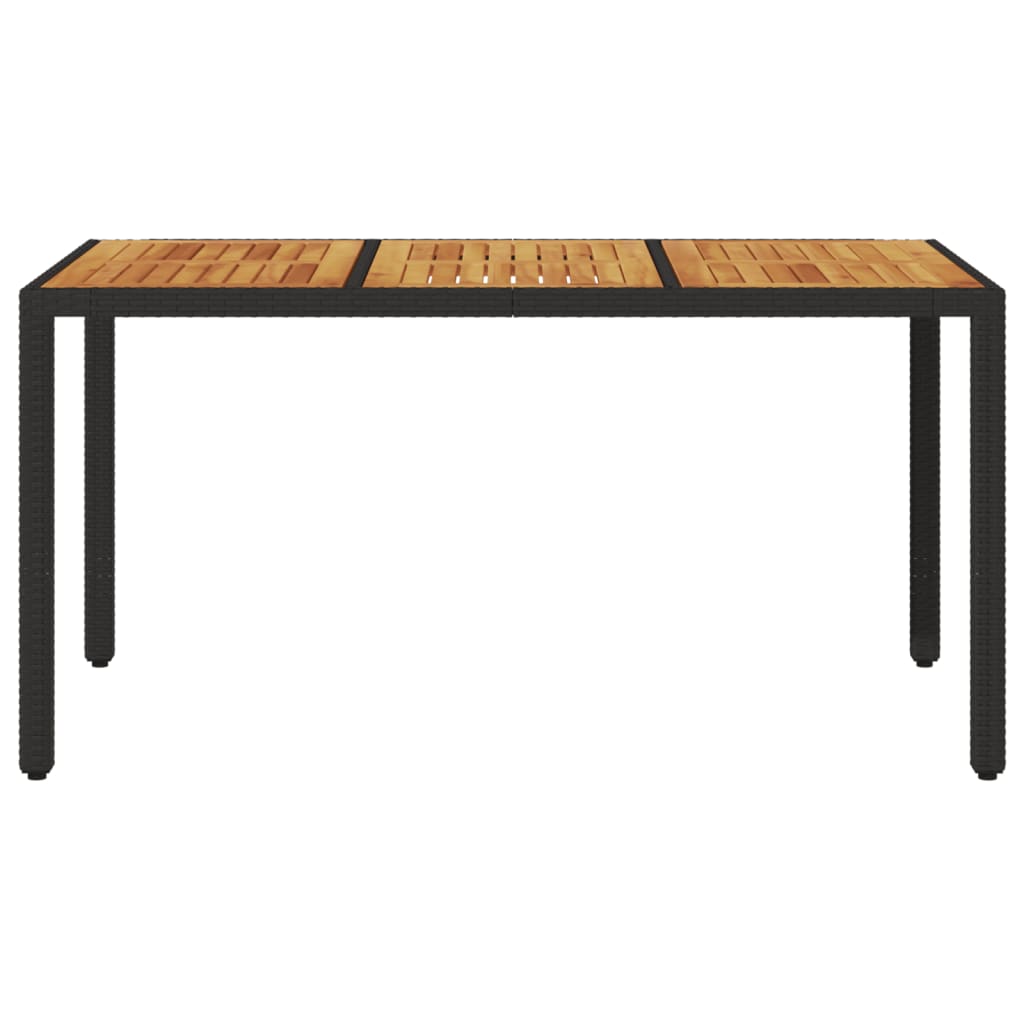 Tuintafel met acaciahouten blad 150x90x75 cm poly rattan zwart - AllerleiShop