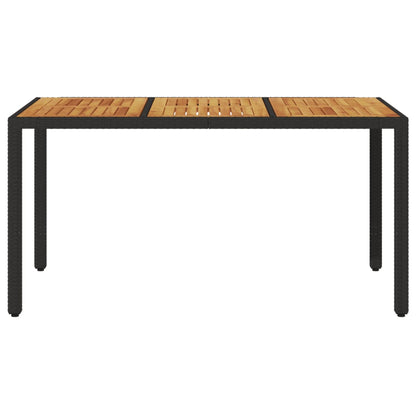 Tuintafel met acaciahouten blad 150x90x75 cm poly rattan zwart - AllerleiShop