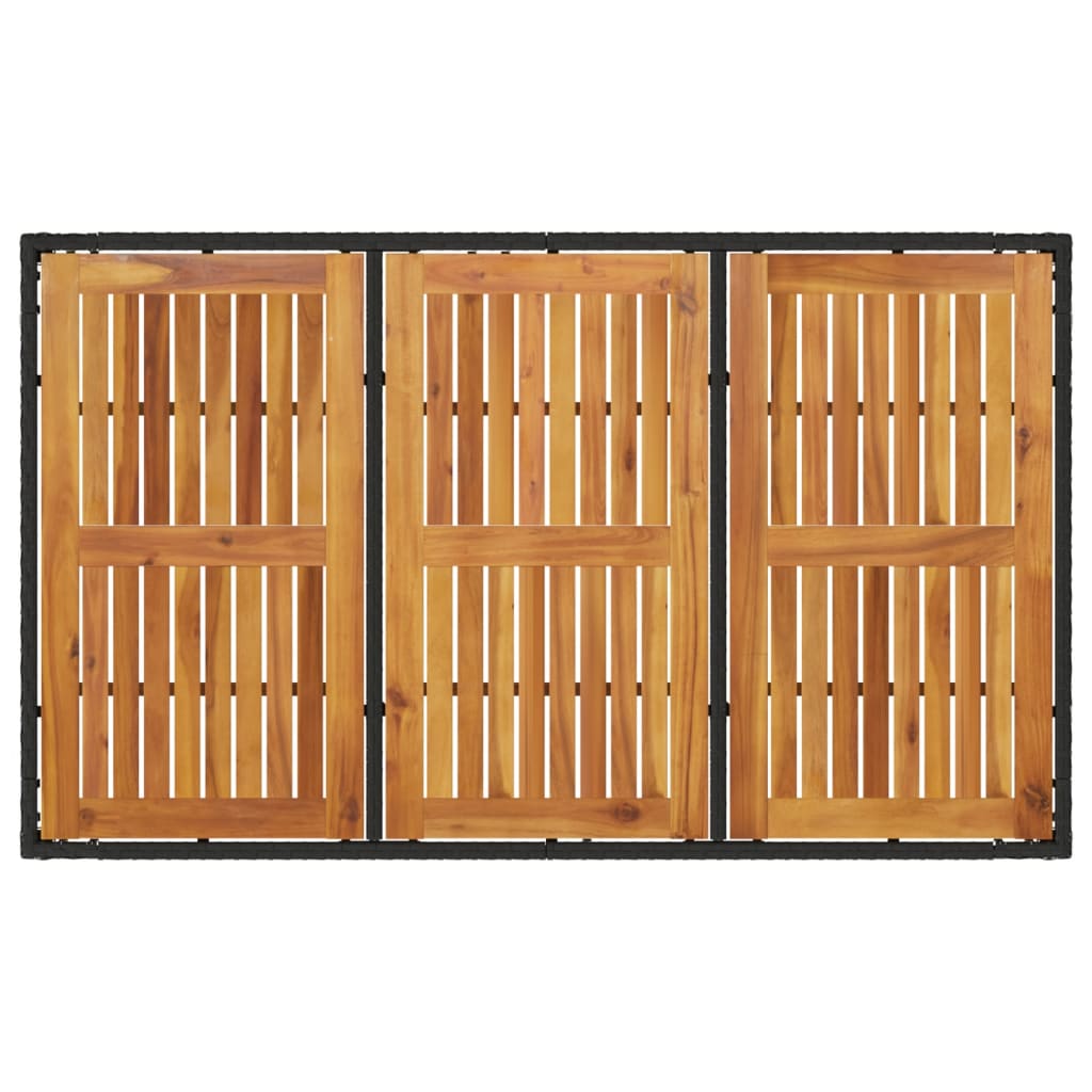 Tuintafel met acaciahouten blad 150x90x75 cm poly rattan zwart - AllerleiShop