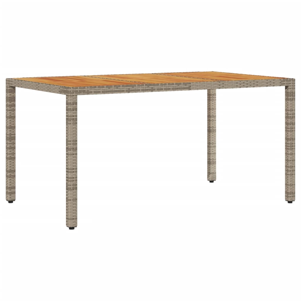 Tuintafel met acaciahouten blad 150x90x75 cm poly rattan grijs - AllerleiShop