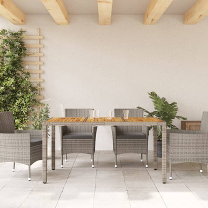 Tuintafel met acaciahouten blad 150x90x75 cm poly rattan grijs - AllerleiShop