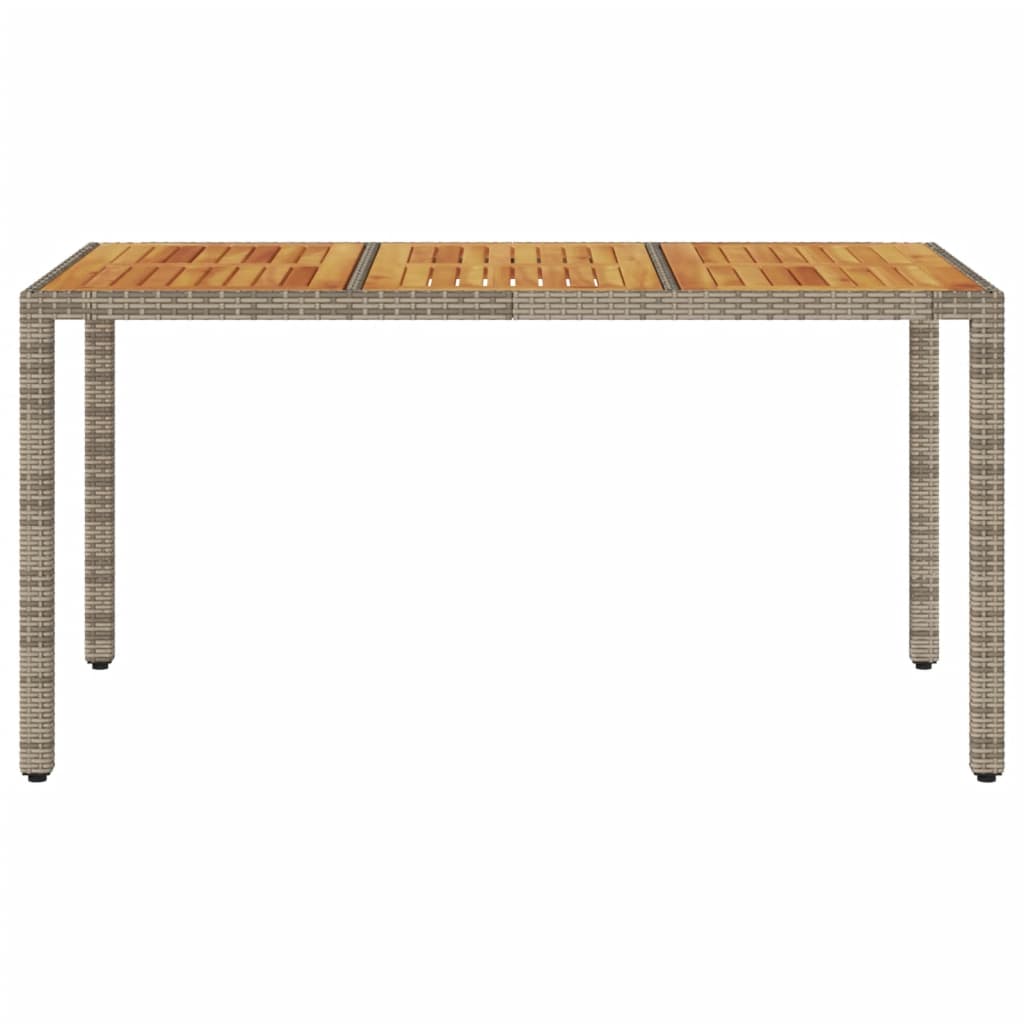 Tuintafel met acaciahouten blad 150x90x75 cm poly rattan grijs - AllerleiShop