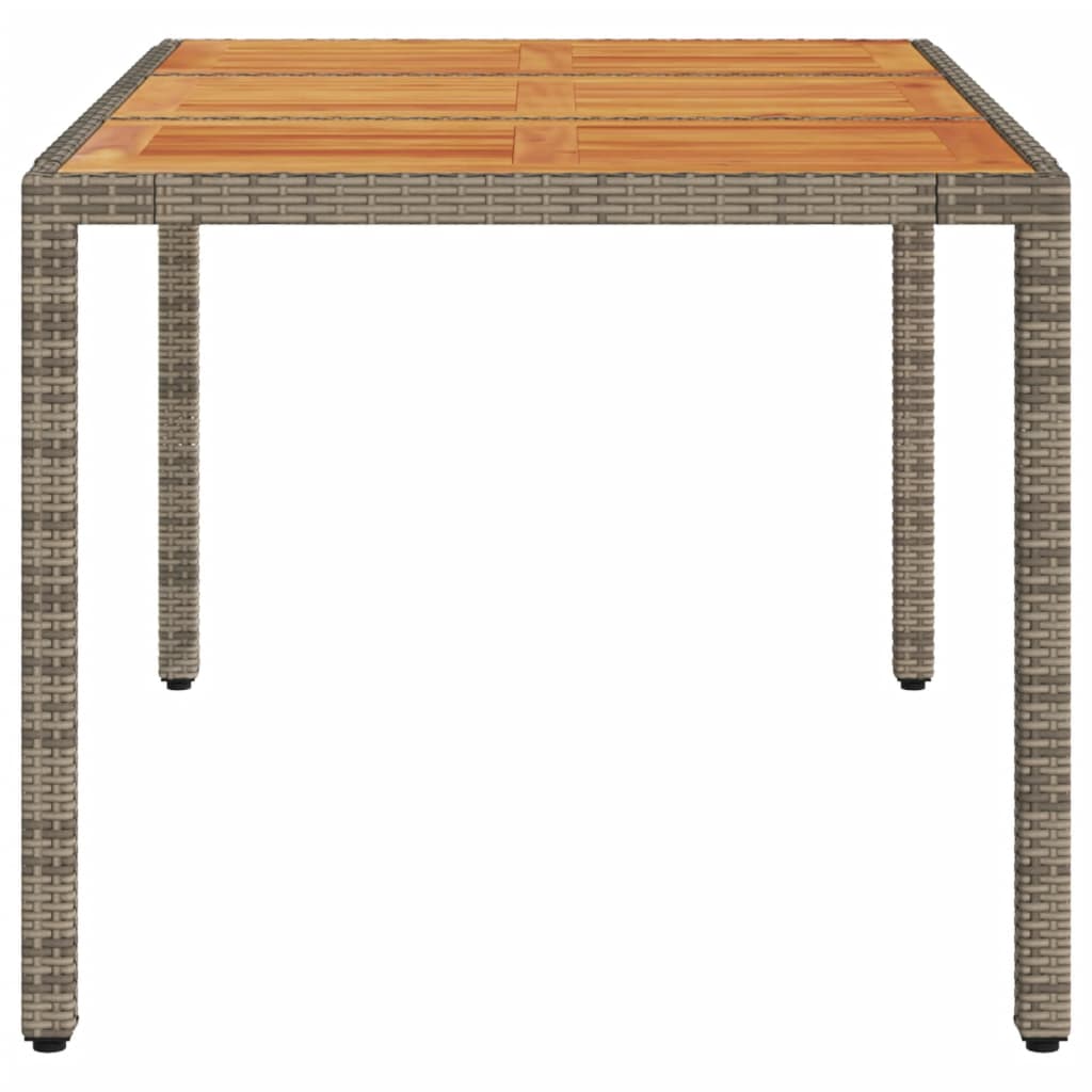 Tuintafel met acaciahouten blad 150x90x75 cm poly rattan grijs - AllerleiShop