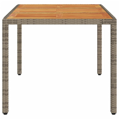 Tuintafel met acaciahouten blad 150x90x75 cm poly rattan grijs - AllerleiShop