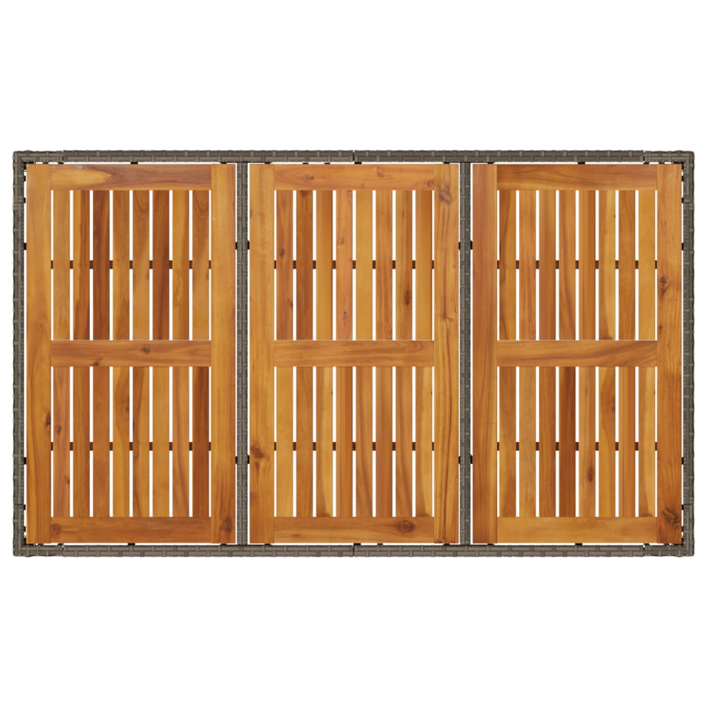 Tuintafel met acaciahouten blad 150x90x75 cm poly rattan grijs - AllerleiShop