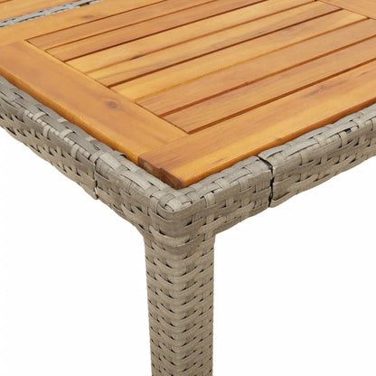 Tuintafel met acaciahouten blad 150x90x75 cm poly rattan grijs - AllerleiShop