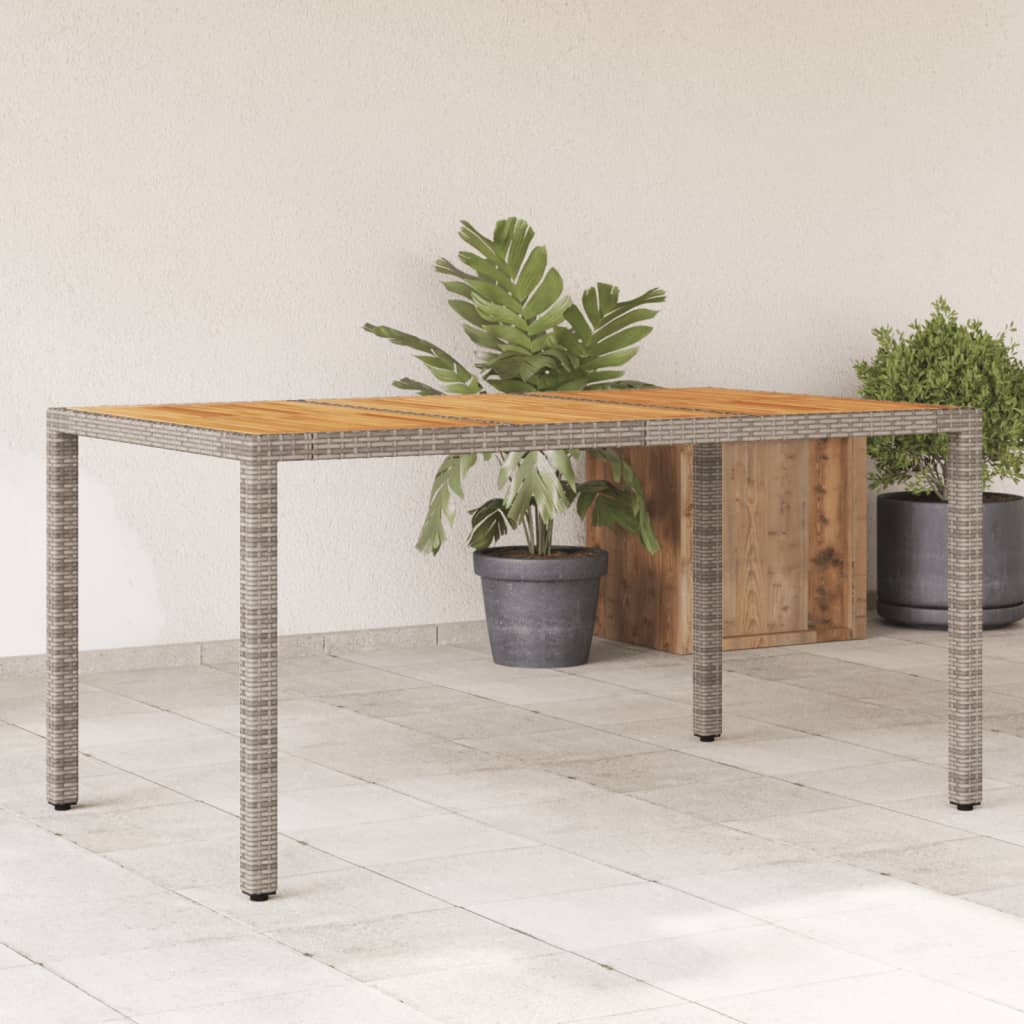 Tuintafel met acaciahouten blad 150x90x75 cm poly rattan grijs - AllerleiShop