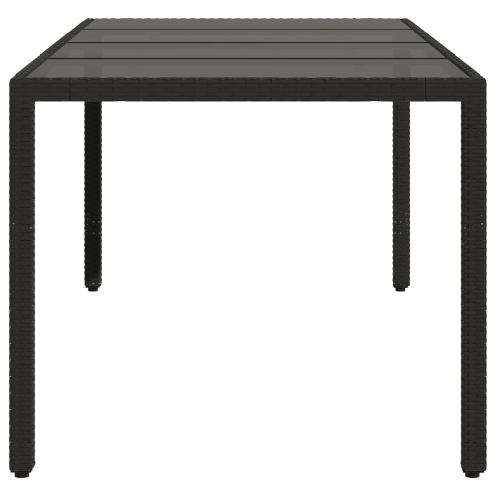 Tuintafel met glazen blad 190x90x75 cm poly rattan zwart - AllerleiShop