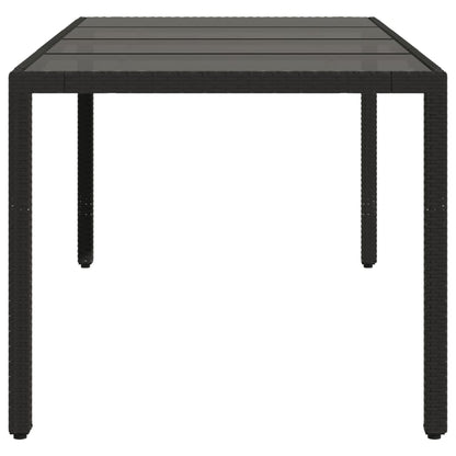 Tuintafel met glazen blad 190x90x75 cm poly rattan zwart - AllerleiShop