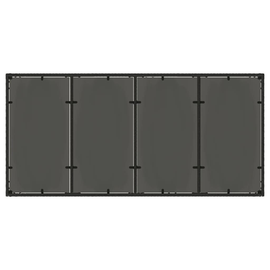 Tuintafel met glazen blad 190x90x75 cm poly rattan zwart - AllerleiShop