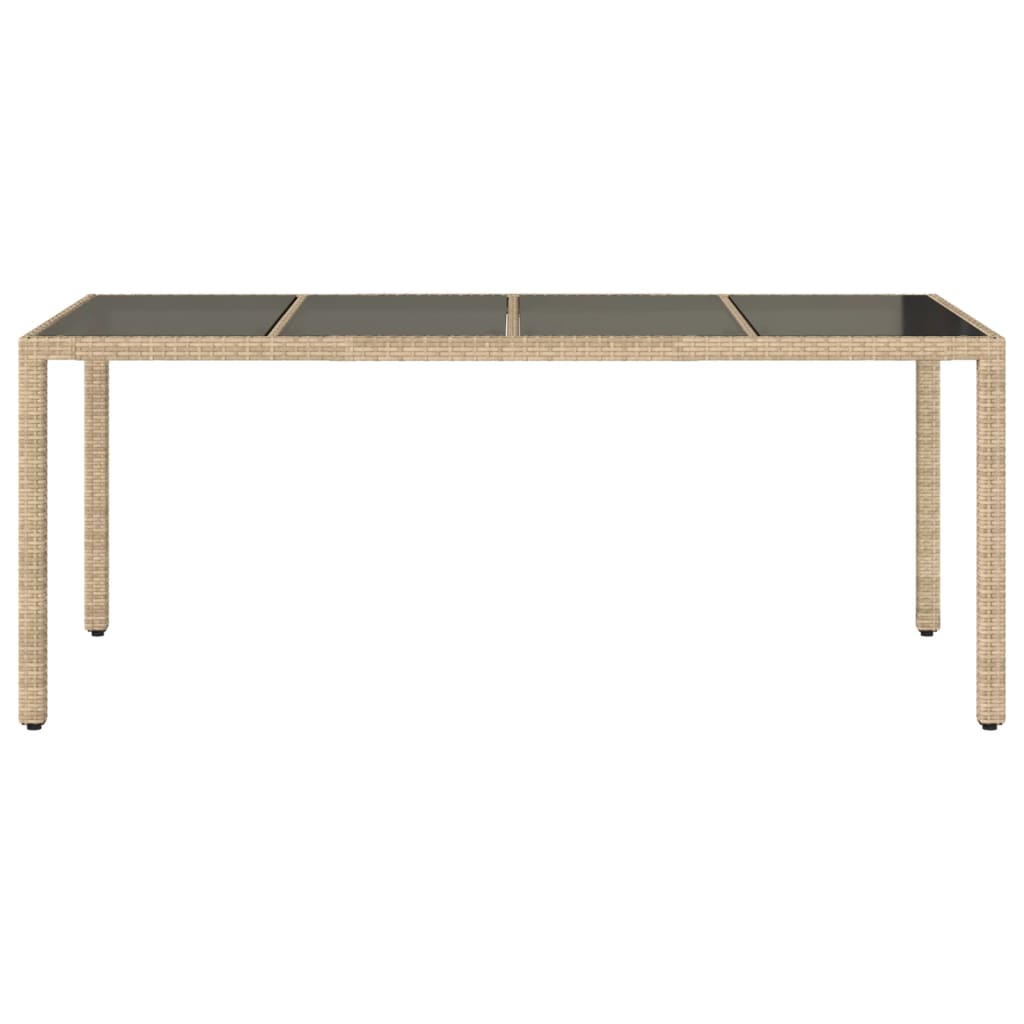 Tuintafel met glazen blad 190x90x75 cm poly rattan beige - AllerleiShop