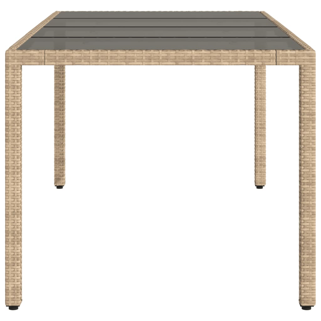 Tuintafel met glazen blad 190x90x75 cm poly rattan beige - AllerleiShop