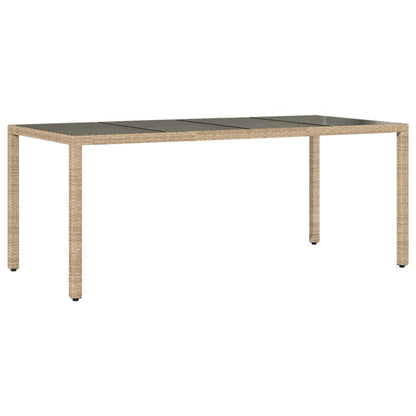 Tuintafel met glazen blad 190x90x75 cm poly rattan beige - AllerleiShop