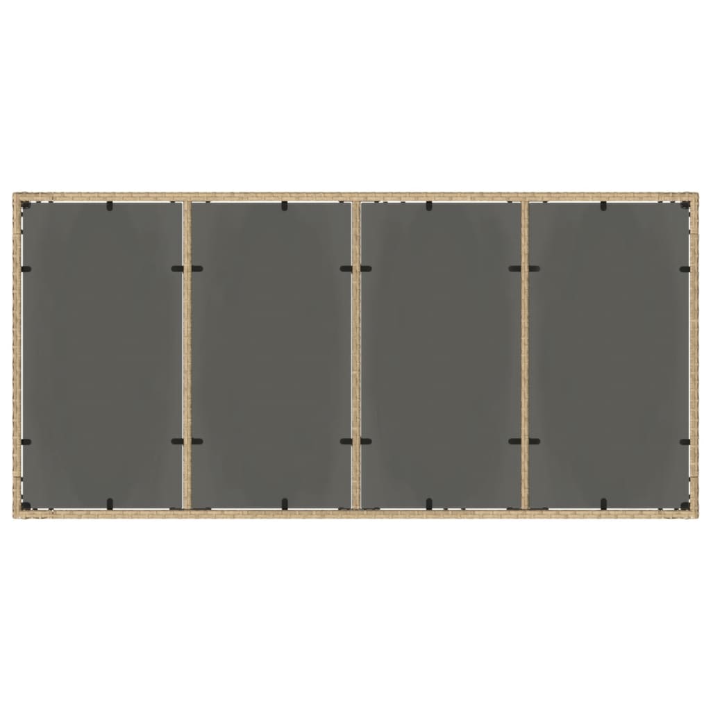 Tuintafel met glazen blad 190x90x75 cm poly rattan beige - AllerleiShop